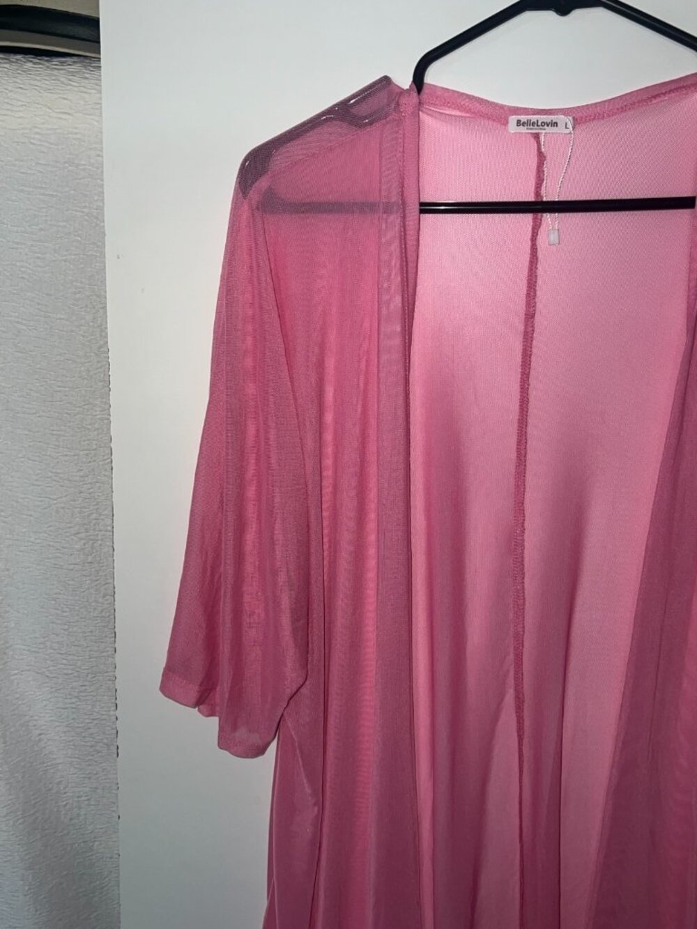 BelleLovin Womens Sexy Sheer Short Sleeve Cover Up swimwear pink size L NWOT - Picture 4 of 9